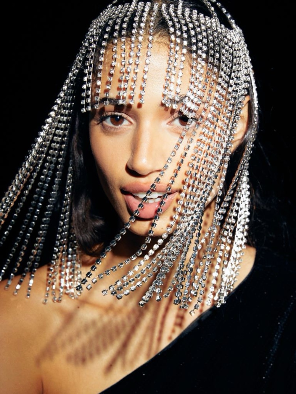 H&M Silver Crystal Fringe Headpiece